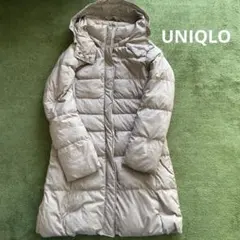 ベージュ フード付き キルティング ダウンジャケット