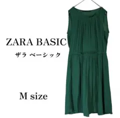ZARA BASIC（ザラベーシック）ノースリーブ グリーンワンピース Mサイズのサムネイル