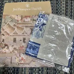 【未使用】Jim Thompson シルクハンカチ タイシルク　ブルー　花