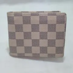 【良品】チェック柄 二つ折り財布 ベージュ/ブラック