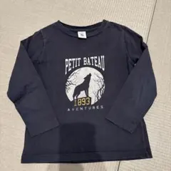 長袖Tシャツ　ロンT ネイビー　オオカミ　104cm ４歳