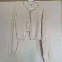 アイボリー パールボタン カーディガン
