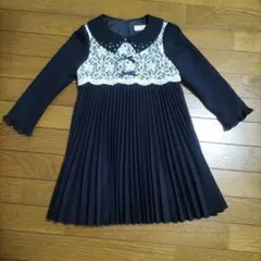 ネイビー プリーツ フォーマル　セレモニー　ワンピース