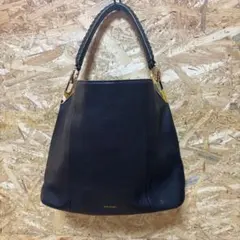 interstaple インターステイブル 黒 金 本革 レザー ハンドバッグ