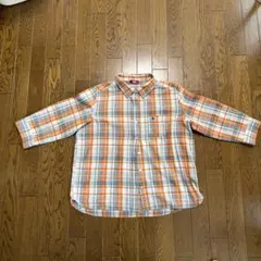 POLO チェック柄 長袖シャツ オレンジ系 Lサイズのサムネイル