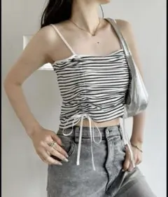 新品　NICE CLAUP カップ付きドロストキャミソール