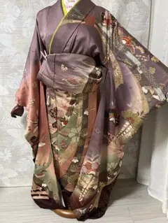 ピンク系 花柄振袖 フリーサイズ