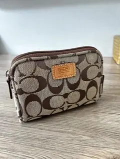 COACH コーチ ポーチ コスメポーチ シグネチャー キャンバス パープル