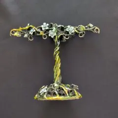 ツリー型花飾り 緑と黄色　アクセサリースタンド　未使用品