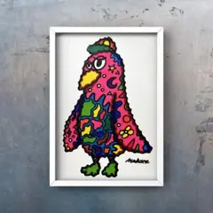 原画 手描き 一点物 『帽子が好きな変わり者のペンギン』