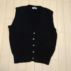 黒のニットベスト 5ボタン Vネック　ウール