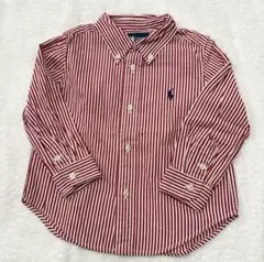 Ralph Lauren 赤と白のストライプ長袖シャツ