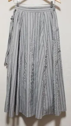 ☀️mysty woman 細ストライプ柄スカート フリーサイズ ウエストリボン