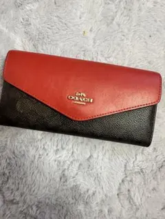 COACH 長財布 F27109 シグネチャー レッド - メルカリ
