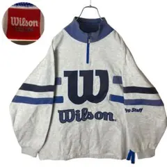 日本製レトロ古着Wilsonでかロゴハーフジッププルオーバースウェットゆったりのサムネイル