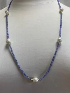 輝く永遠の美しさー南洋真珠とタンザナイトのネックレス　1点物