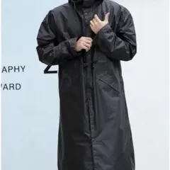 レインコート Ｌブラック ロング丈 コートタイプ スタイリッシュ 収納袋付き