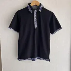 THE SHOP TK トップス ポロシャツ 黒 チェック柄 半袖 M