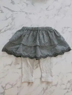 プティマイン　スカッツ 90cm グレー　レギンス　千鳥柄