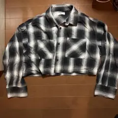 WEGO チェック柄 クロップド丈 長袖シャツ 中古美品
