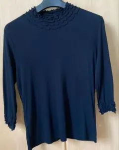 春　シアーカットソー　ブラック　M〜L フリル