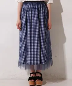 ギンガムチェック　チュールスカート　リバーシブル