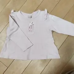 petit main バレエシューズ刺繍Tシャツ 80