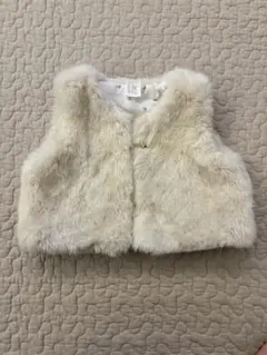 H&M ベビーファーベスト クリーム色 12-18M