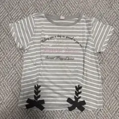 【メゾピアノ】160㎝グレー系ストライプTシャツ