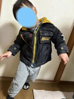 子供用 黒/黄色 フード付きダウンコート　90サイズ