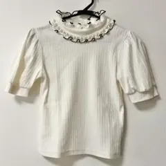 Ank rouge バックリボントップス　ニット　半袖 ホワイトのサムネイル