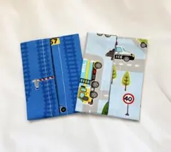 ２点セット　ミニポケットティッシュケース　入園　入学　薄手　子供　線路　働く車