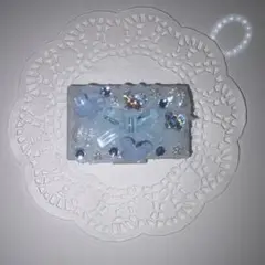 ハンドメイド　デコ　リボン　水色