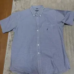 NAUTICA ノーティカ ボタンダウン 半袖シャツ 青白チェック