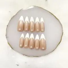 【現品】ホワイトフレンチパール⟡.· ネイルチップ