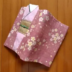【訳あり】ブックカバー　打ち掛け　流水桜　ピンク×薄桃　文庫本サイズ