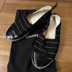 CHANEL エスパドリーユ ツイード ブラック