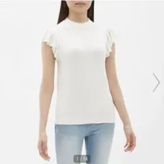 GU フリルスリーブセーター 半袖 L