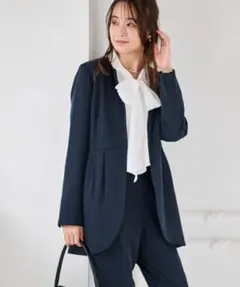 ウォッシャブル/防シワ/UV/防臭 ラウンドヘムジャケットセットアップ