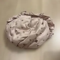 ジェラートピケ　ハート刺繍 フリルポーチ