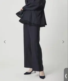レース コンビ ストレートパンツ
