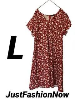 JustFashionNow 赤い花柄 ロングワンピース 【L】