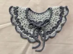 ⑦ハンドメイドつけ襟　水色×ブルー