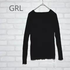 【GRL】スクエアネック リブニットトップス　スリムフィット