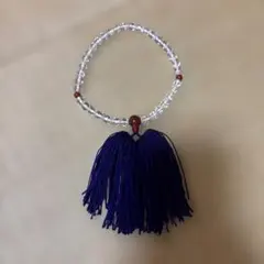 紫タッセル付きビーズ数珠　管理1
