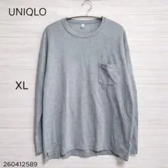 ★美品★UNIQLO ユニクロ 長袖カットソー XL グレー ゆったりポケット付のサムネイル