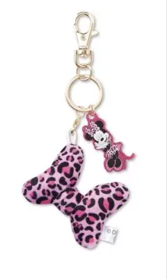 しまむら　ディズニー　ミニー　ヒョウ柄　ピンク　チャーム　キーホルダー