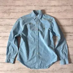 ラルフローレン 長袖 オックスフォードシャツ M スリムフィット 青