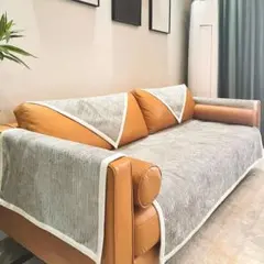 滑り止めソファクッションカバー シェニールグレー 90×160cm - メルカリ
