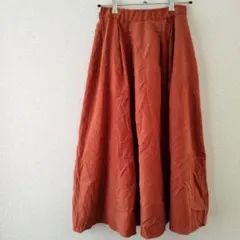 ❤１点限り❤ オレンジ フレアロングスカート ゴムウエスト ボトムス